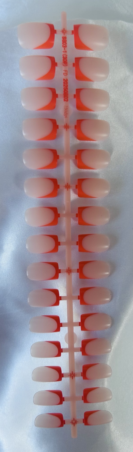 Set de 30 uñas press on Coral Arc