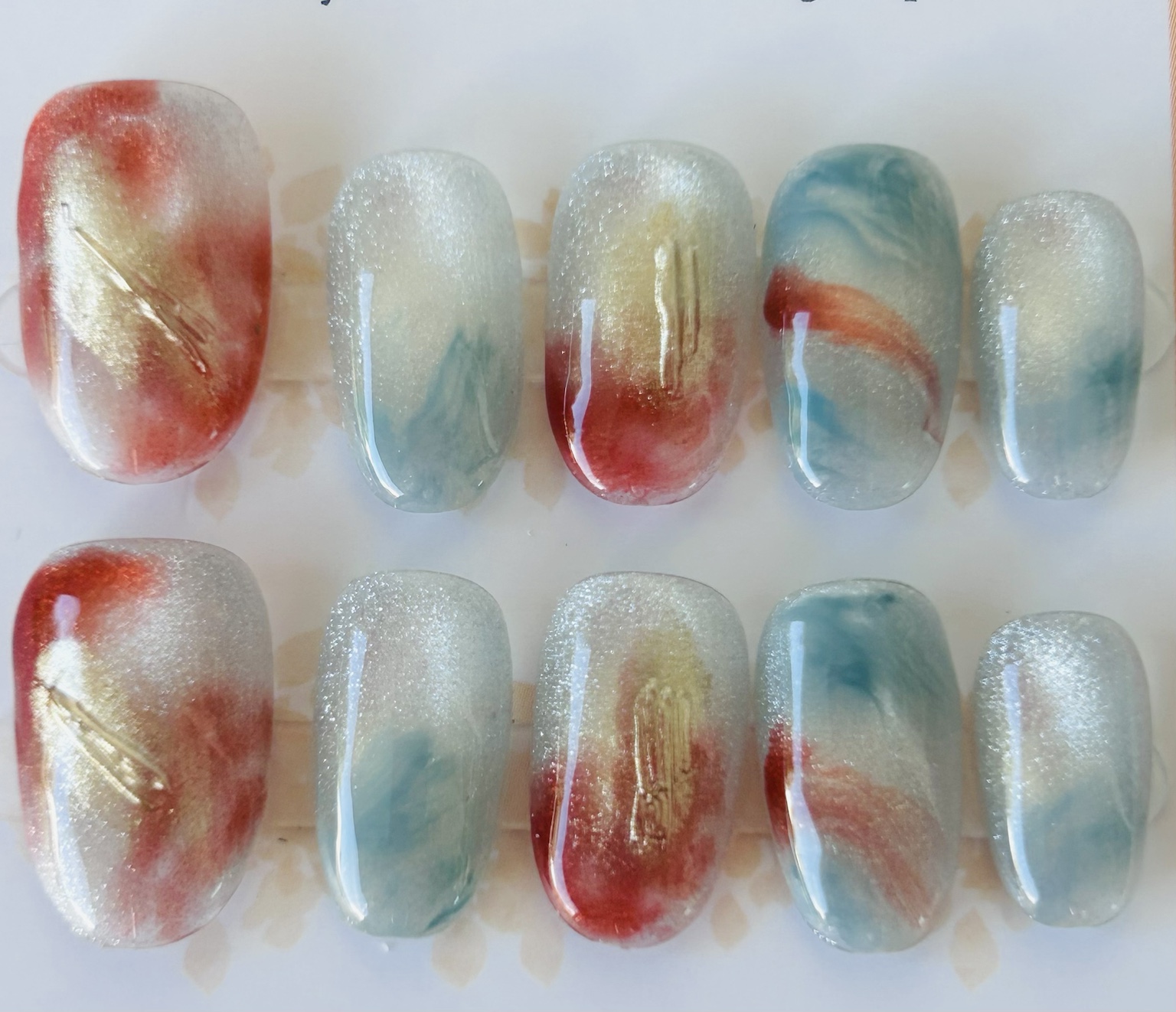 Set de uñas press on Coral Drift