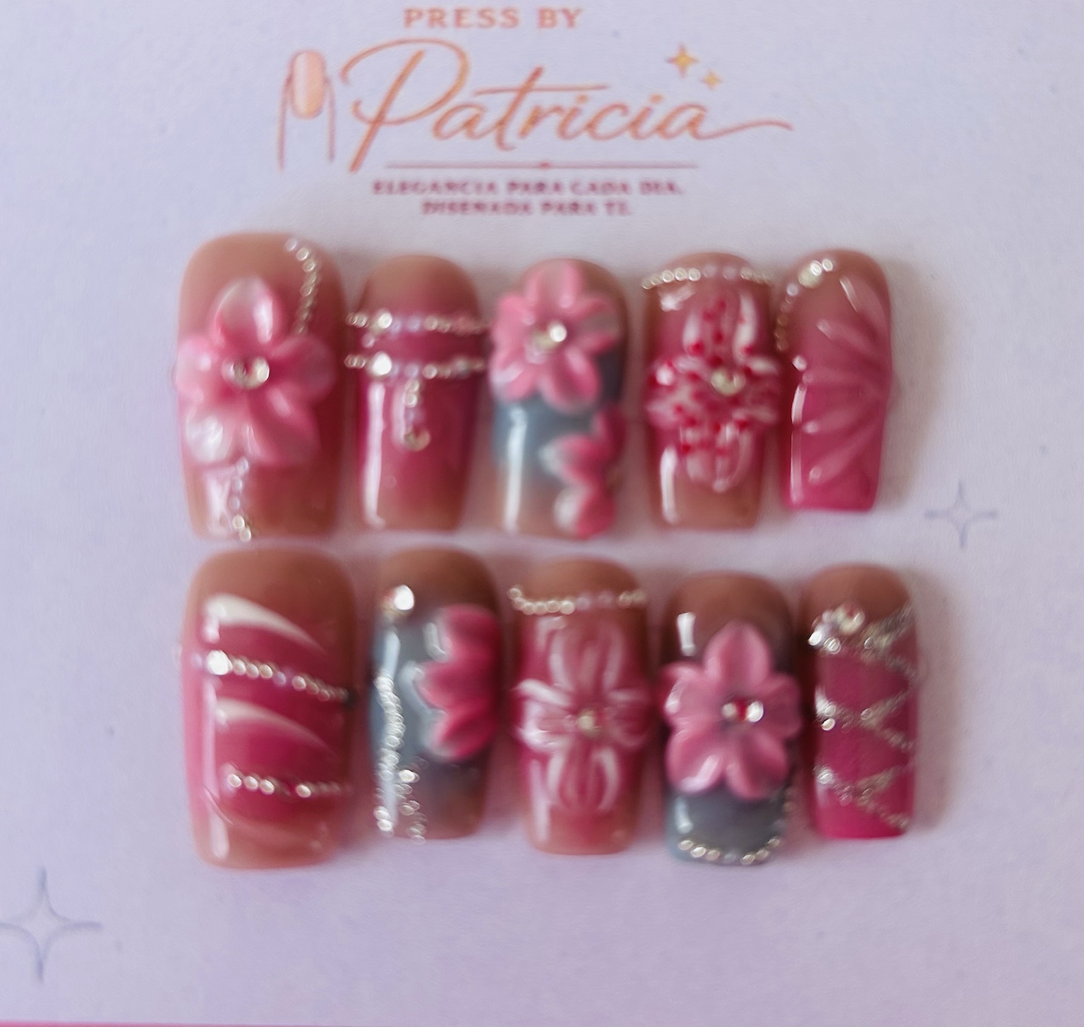 Set de uñas press on Fuchsia Garden