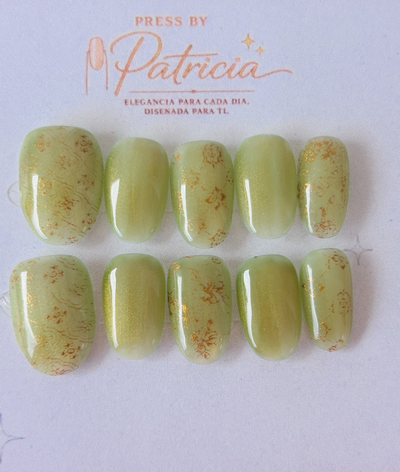 Set de uñas press on Golden Lime