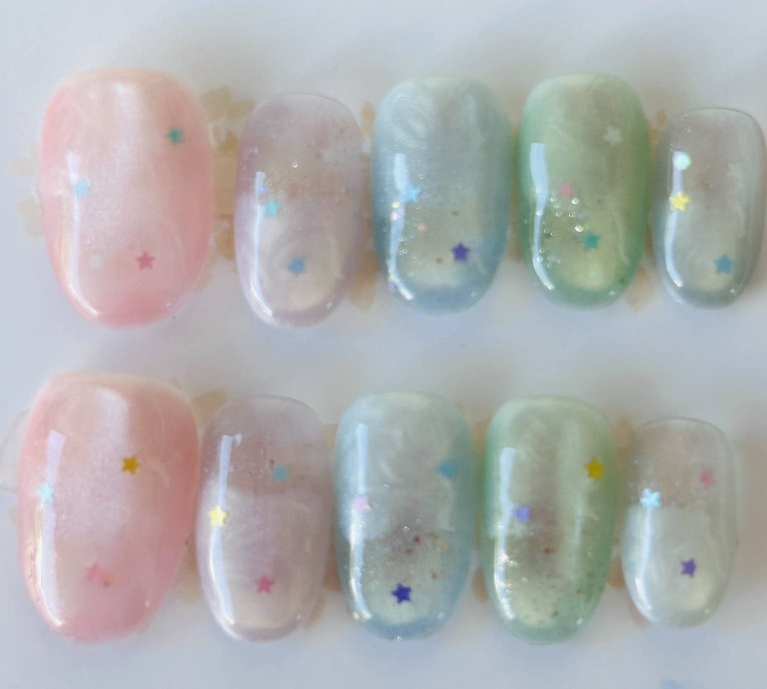 Set de uñas press on Pastel Galaxy