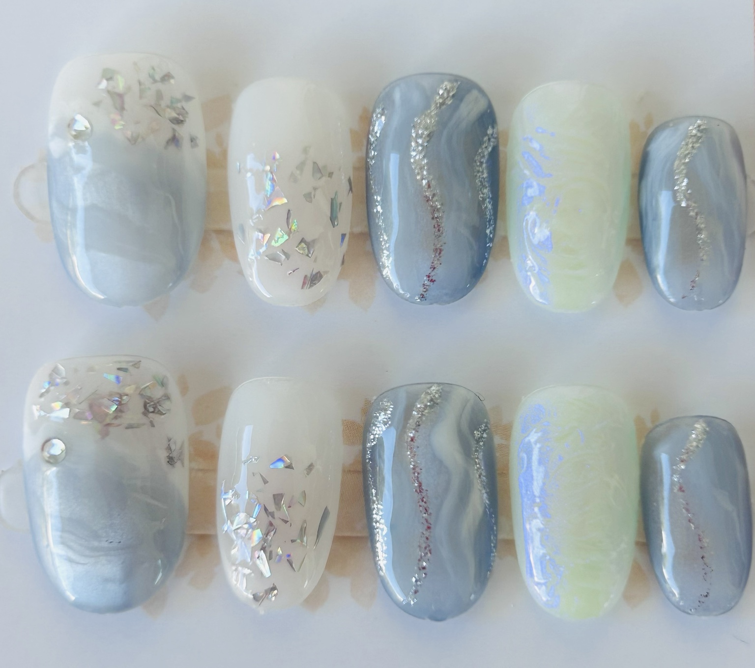 Set de uñas press on Silver Current