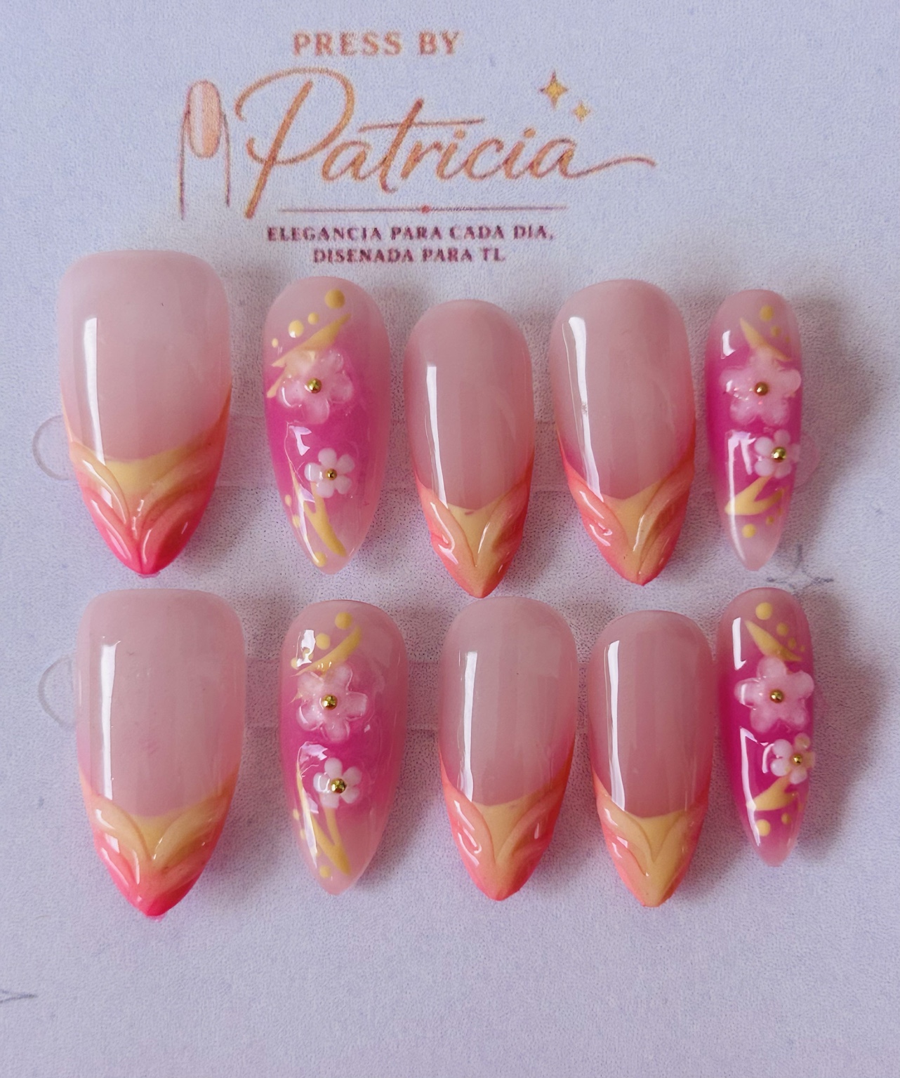 Set de uñas press on Sunset Petals